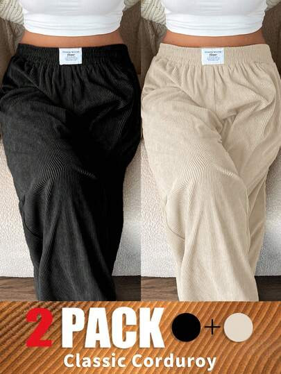 SHEIN EZwear Plus Size Women Elastic Waist Casual Versatile Pants, Suitable For Summer, Autumn And Winter | SHEIN