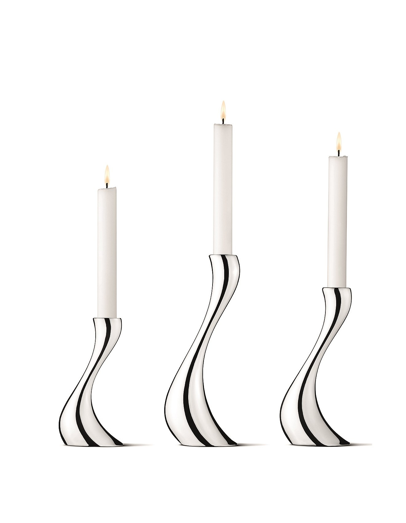 Georg Jensen Cobra Candle Holders & Candle Set 3 Pack | David Jones | David Jones (Australia & New Zealand)
