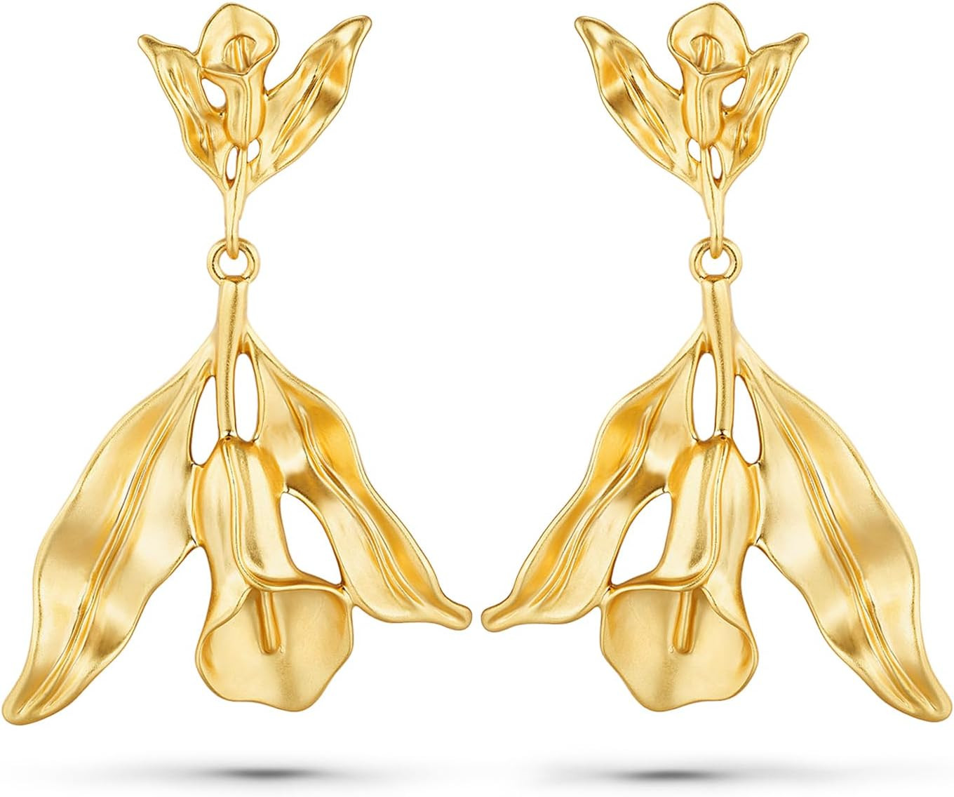 18K Gold Plated Two Tone Dangle Statement Earrings for Women by SNGIA, Handmade Trendy Summer Leaf Flower Floral Boho Jewelry Gifts, Thin Beachy Vintage Plant Fashion Drop Accessories, Vintage Nickle Free Floral Dangling Earrings. | Amazon (US)