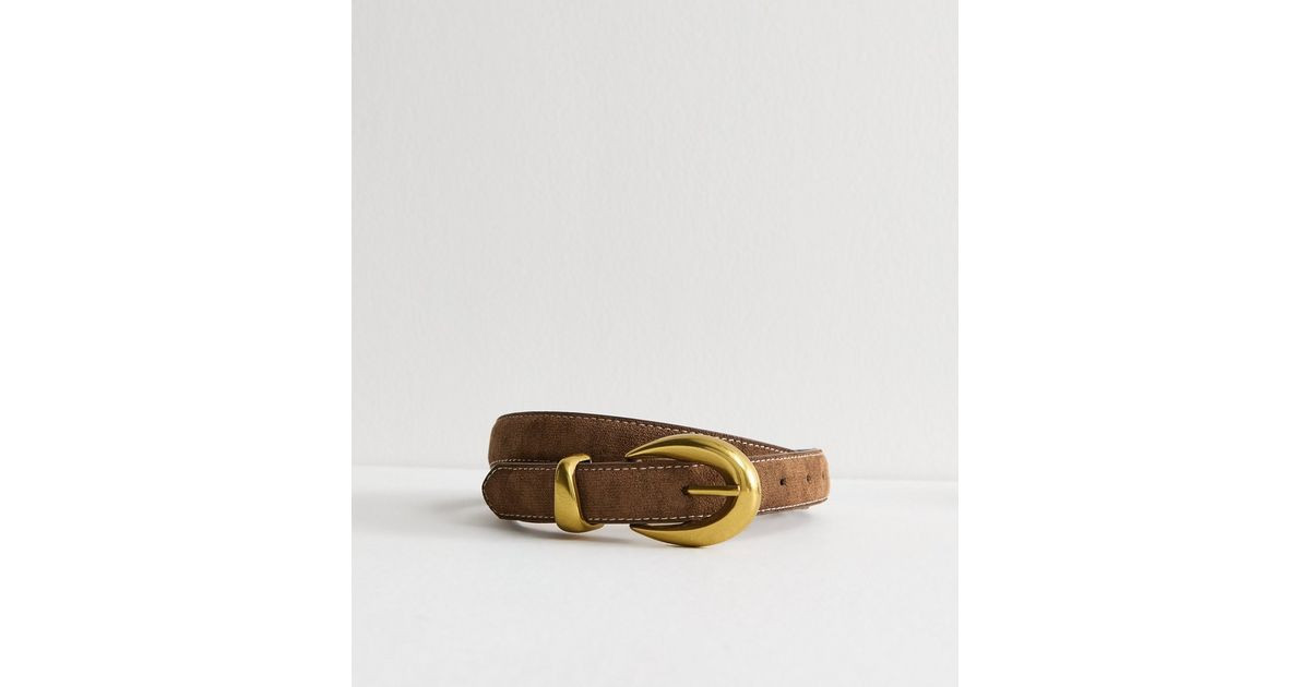 Brown Faux Suede Contrast Stitch Belt | New Look | New Look (UK)