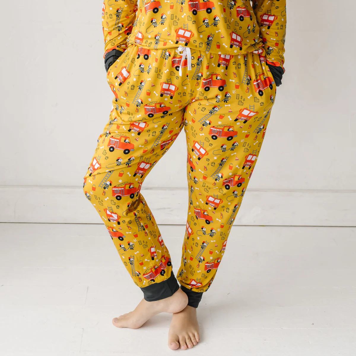 Fire Truck Pups Women's Bamboo Viscose Pajama Pants | Little Sleepies