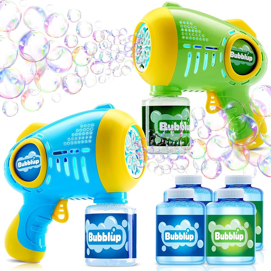 JOYIN 2 Packs Light Up Bubble Guns with 4 Bottles Bubble Refill Solution, 10 Holes Automatic Bubb... | Amazon (US)