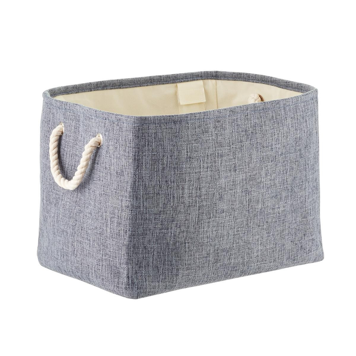 Navy Fabric Storage Bin with Rope Handles | The Container Store