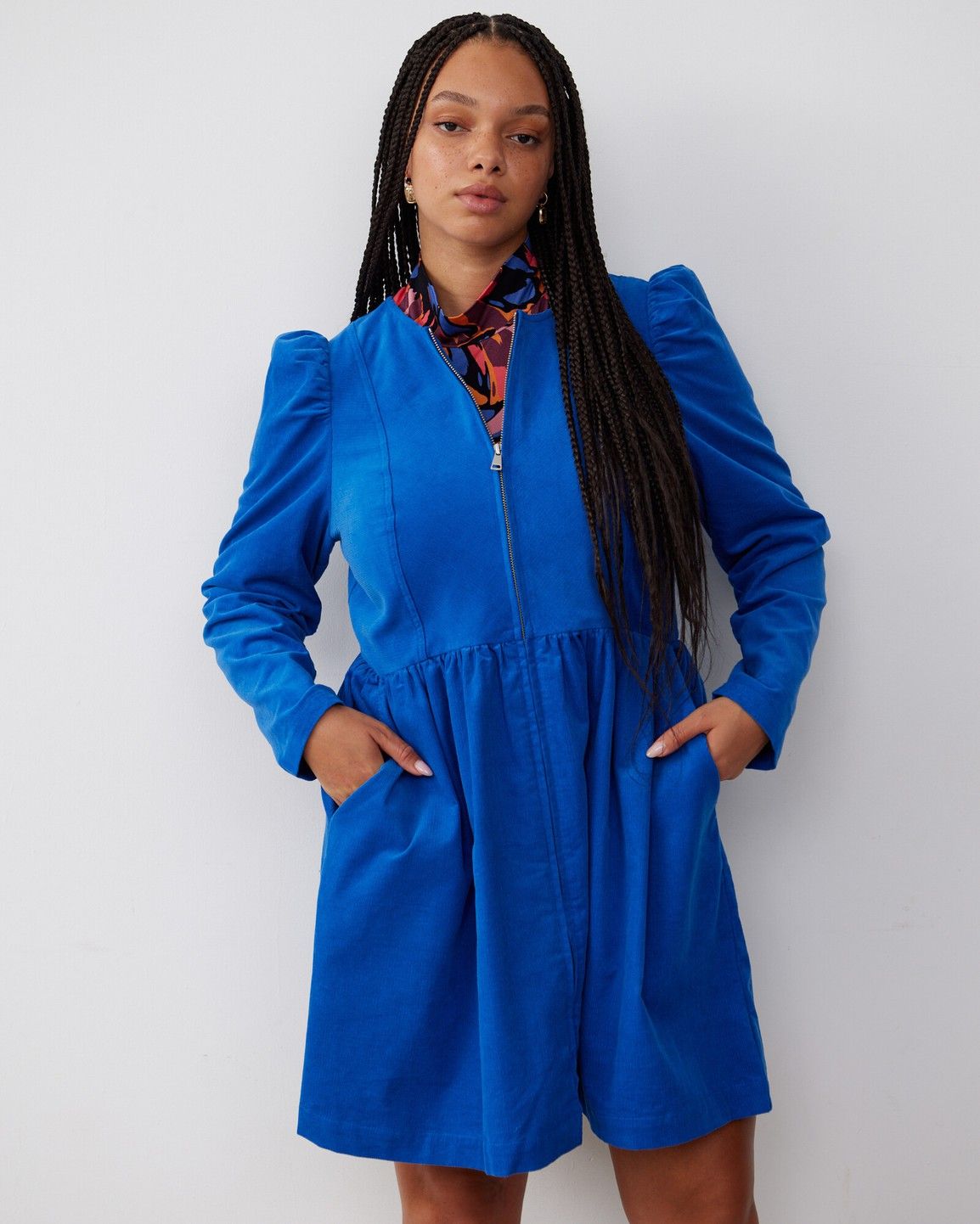 Blue Corduroy Mini Dress | Oliver Bonas (Global)
