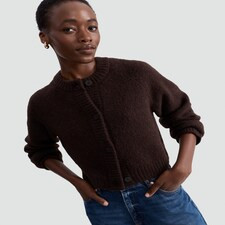 F&F Knitted Button Front Cardigan with Wool in Brown | Tesco F&F