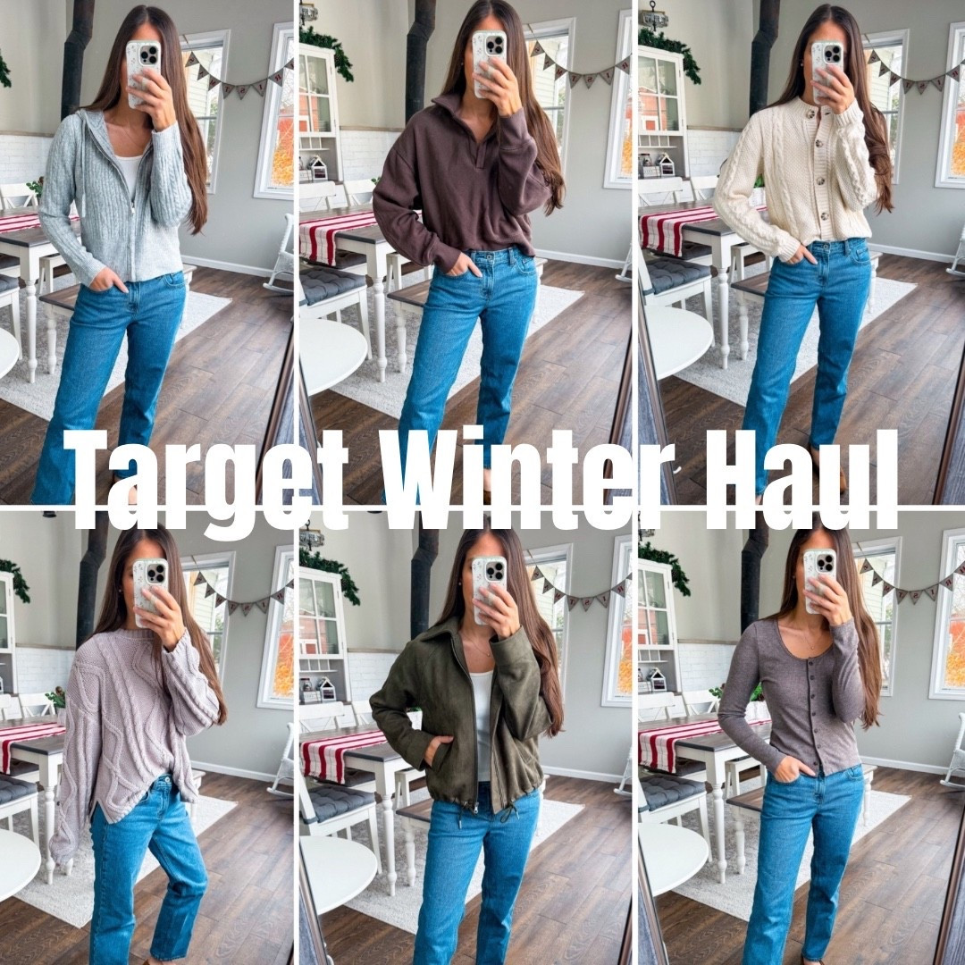 Target winter try on haul! 
Wearing 
XS grey hood zip
XS brown top
Small cable knit cardigan 
XS cable knit sweater 
XS green faux suede jacket 
XS Henley top 
Denim tts x short 
Shoes tts 

#LTKFindsUnder100 #LTKFindsUnder50 #LTKSaleAlert