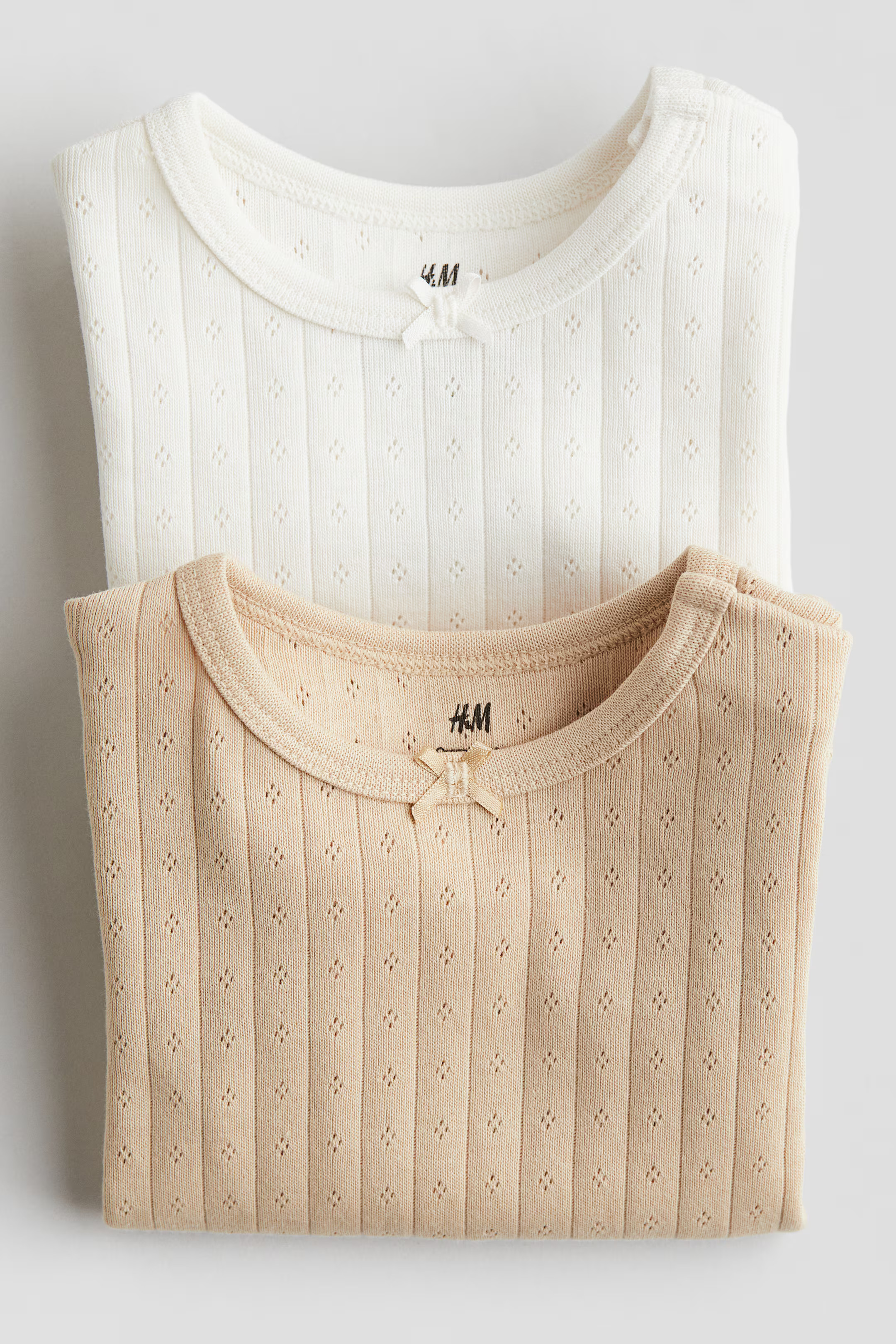 2er-Pack Pointelle-Bodys - Weiß/Beige - Kids | H&M AT | H&M (DE, AT, CH, NL, FI)