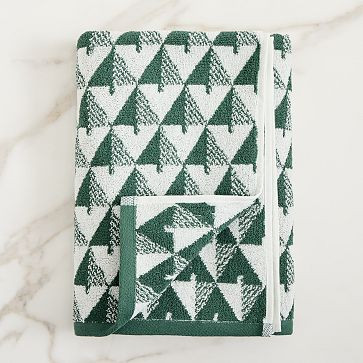 Organic Modern Trees Jacquard Towels | West Elm (US)
