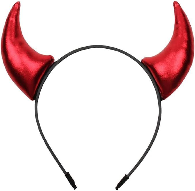 Amazon.com: Red Devil Horns Headband Glitter Hairband Headpiece Halloween Dress Cosplay Costume A... | Amazon (US)