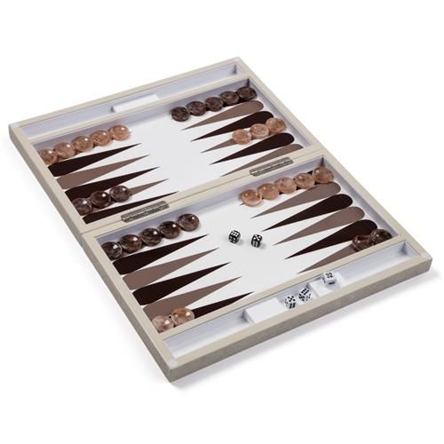 Aurosi Modern Classic Cream Shagreen Backgammon Set | Kathy Kuo Home