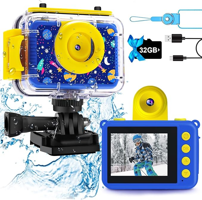 Pool Toy & Kids Underwater Camera 99FT Waterproof Kid Action Camera 1080P Video&20MP Photo with F... | Amazon (US)