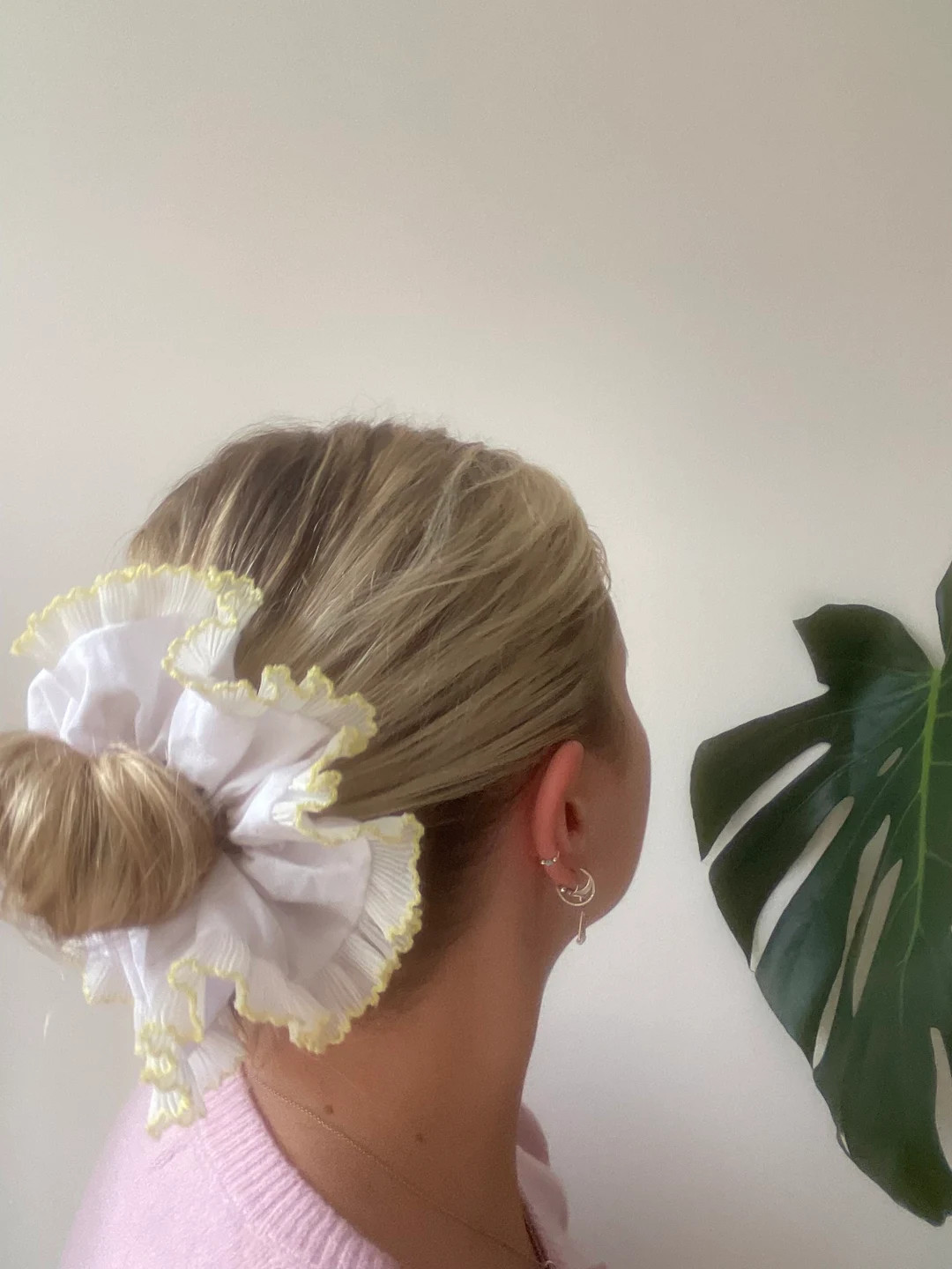 Giant White Ruffle Scrunchie With Yellow Trim - Etsy UK | Etsy (UK)