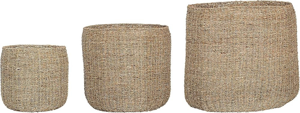 Bloomingville Set of 3 Round Beige Natural Seagrass Baskets | Amazon (US)