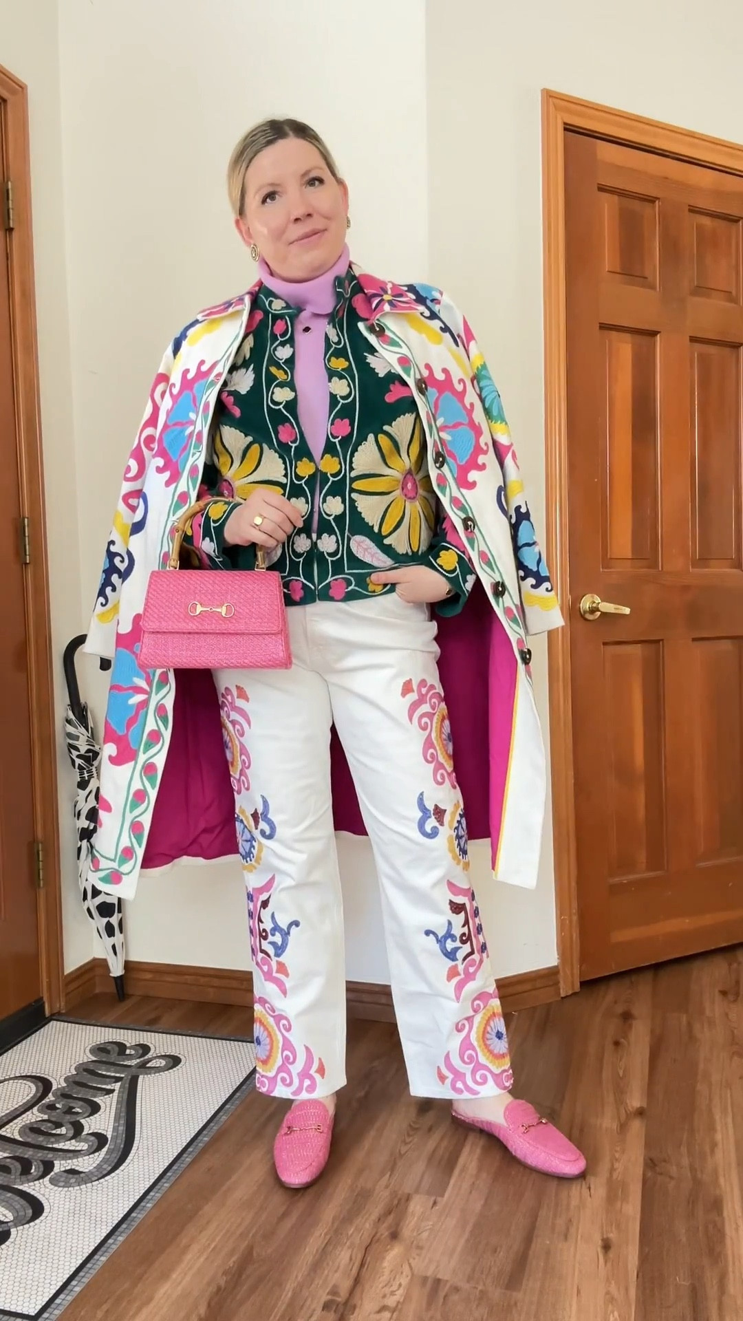 Off the Wall(paper) - Look 8
A curated style series 

You know what’s better than embroidery? MORE embroidery. In all seriousness, I love a fabric with texture and detail that truly feels unique which is why I so often go for embroidered and beaded pieces. I love a pattern print- but a 3D texture is often even cooler. My Little One wholeheartedly agrees, BTW. A book is cool- but a book with textures to touch is even better. Haha 

Off The Wall(paper) is a celebration of one of my favorite styling hacks: MATCH EVERYTHING. I get outsized amounts of joy from a couple of funny things: 1. Lining things up (yes, literally) and 2. Finding things that match and then LINING THEM UP. This is that desire embodied in a capsule series. 

Coat, Jacket & Jeans - Boden
Bag - TJ Maxx
Sweater - Dillards
Mules - Sam Edelman 
Monogram signet Ring - Marleylilly
Earrings - Hermes
Bracelet & necklace - Rocksbox

#LTKootd #LTKSaleAlert #LTKSeasonal