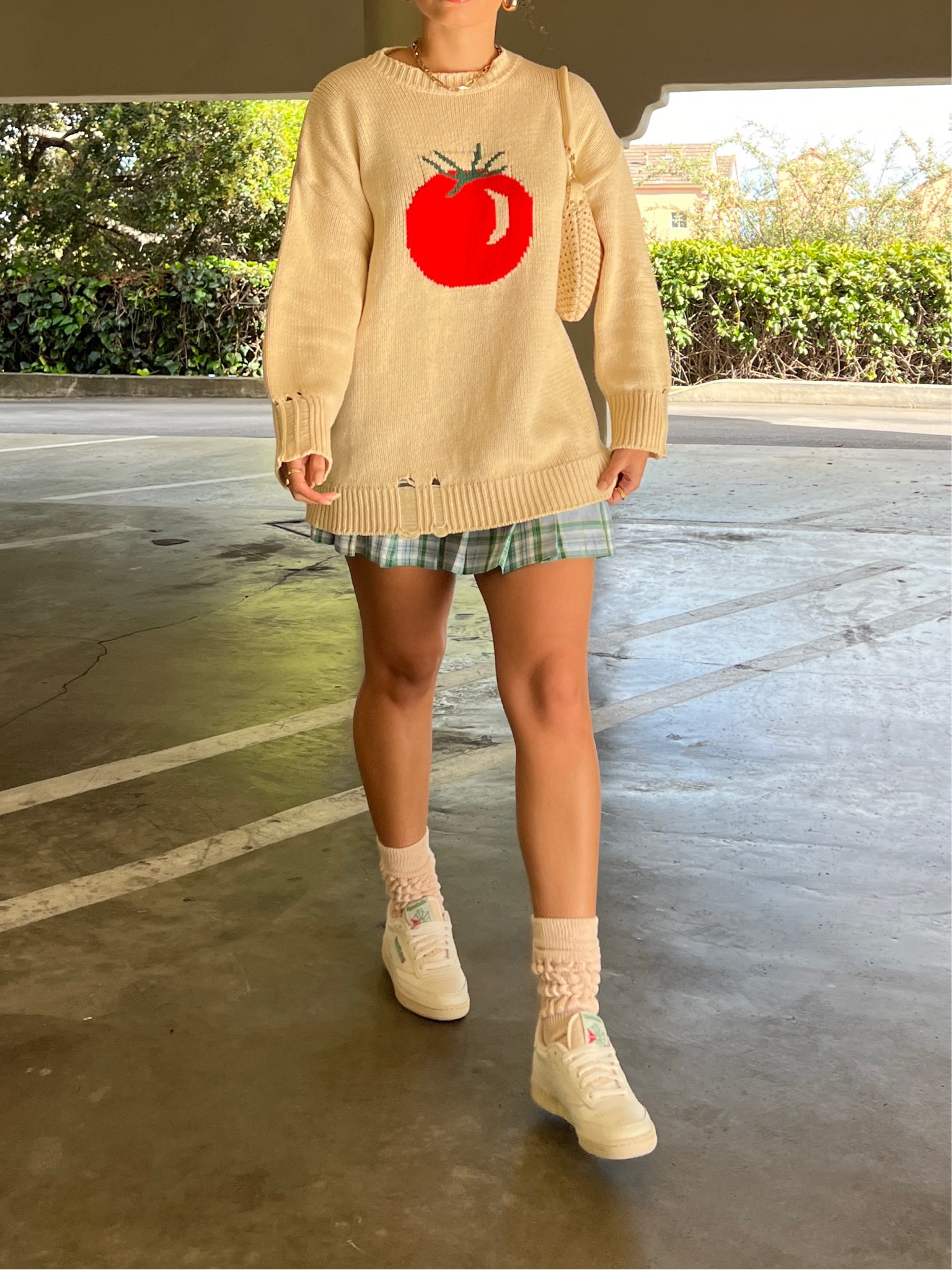 spring outfit inspo // tomato knit sweater, mini skirt, Reebok c 85 

#LTKstyletip #LTKfindsunder100 #LTKsalealert