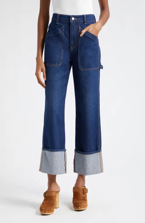 Veronica Beard Dylan High Waist Ankle Straight Leg Jeans in Dusted Oxford at Nordstrom, Size 29 | Nordstrom