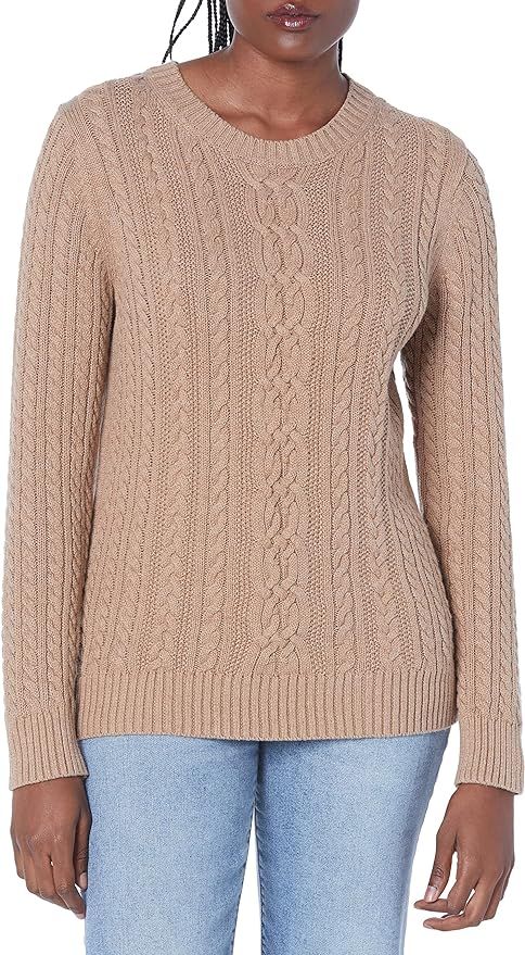 Amazon Essentials Women's Fisherman Cable Long-Sleeve Crewneck Sweater (Available in Plus Size) | Amazon (US)