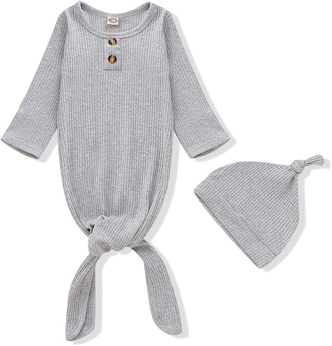 Baby Gown Newborn Cotton Nightgown Long Sleeve Stripe Baby Sleeping Bags Baby Boy Girl Coming Hom... | Amazon (US)