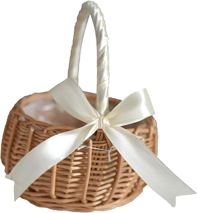 Woven Flower Basket Flower Girl Basket Wicker Basket Candy Gift Basket for Wedding Birthday Party... | Amazon (US)