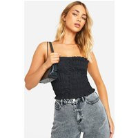 Womens Shirred Jean Grazer Cami Top - Black - 10 | NastyGal UK