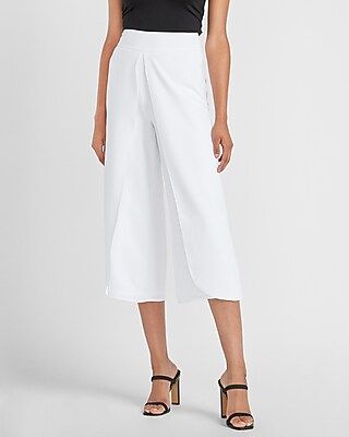 Mid Rise Slit Front Cropped Pant White Women's 12 Long | Express