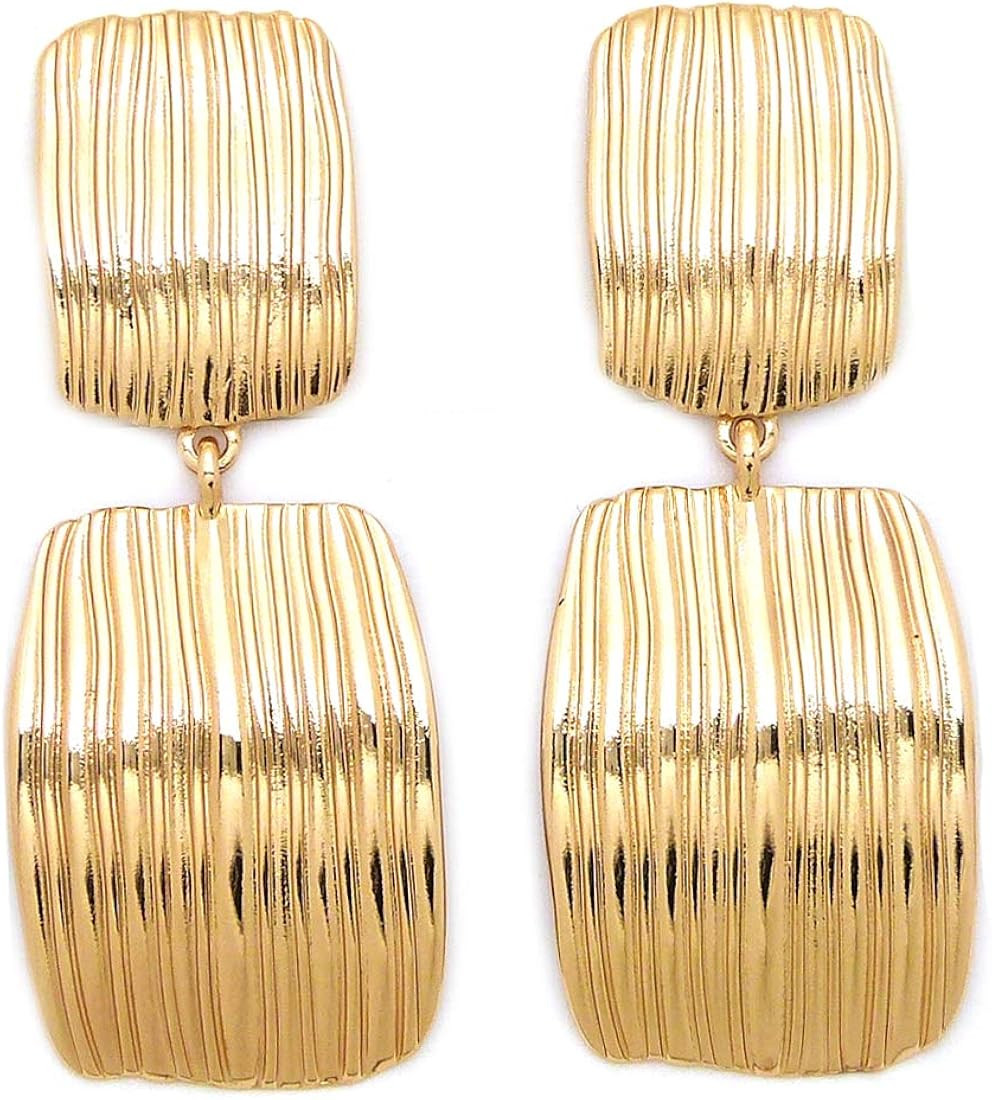 Women Oversize Geometric, Tear Drop, Hammered Statement Metal Clip on Earring Many Styles | Amazon (US)