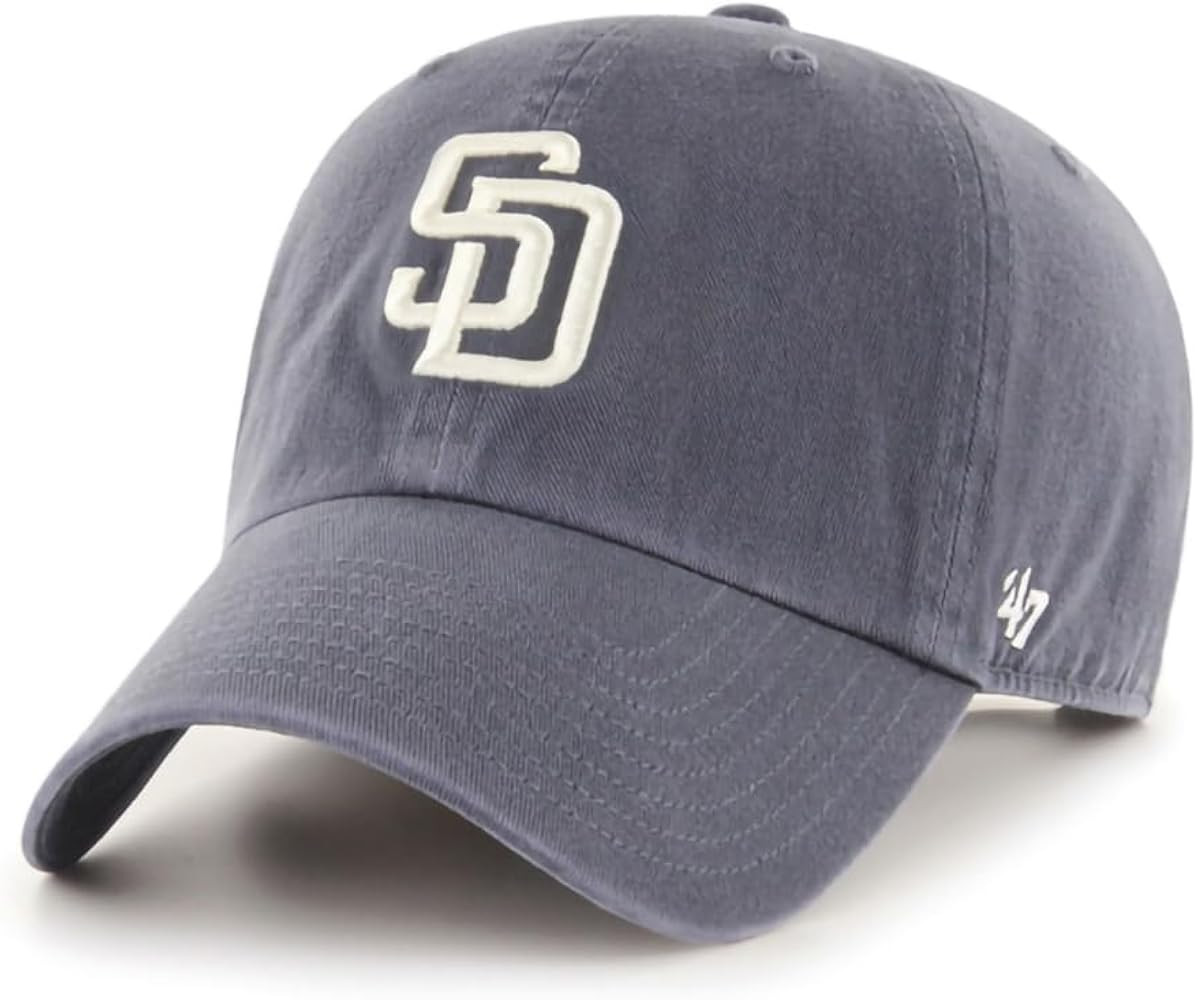 47 Brand MLB Vintage Navy Primary Logo Clean Up Adjustable Baseball Cap Hat, Adult One Size Fits ... | Amazon (US)