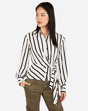 Striped Tie Waist Shirt | Express