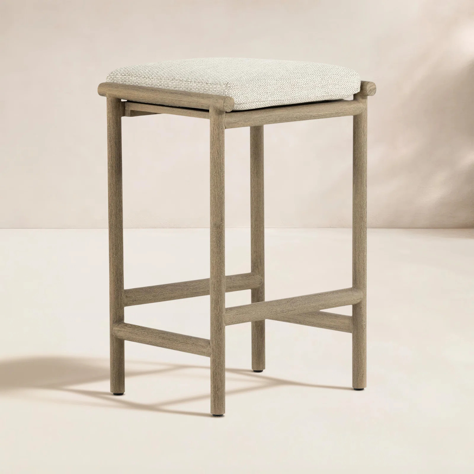 Carrah Morene Teak Patio Bar Stool with Cushion | Wayfair North America