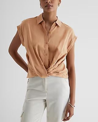 Short Sleeve Twist Portofino Shirt | Express
