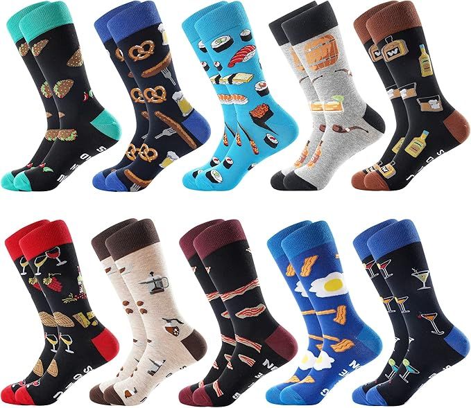 BONANGEL Men's Fun Dress Socks-Colorful Funny Novelty Crew Socks Pack,Crazy Socks Gifts for Men | Amazon (US)