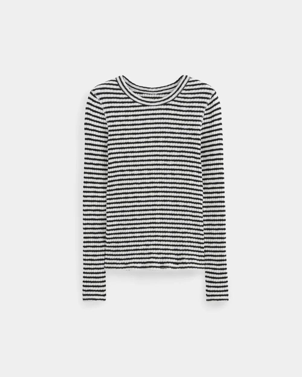 The Cozy Rib Long-Sleeve Tee | Bone / Black | Everlane