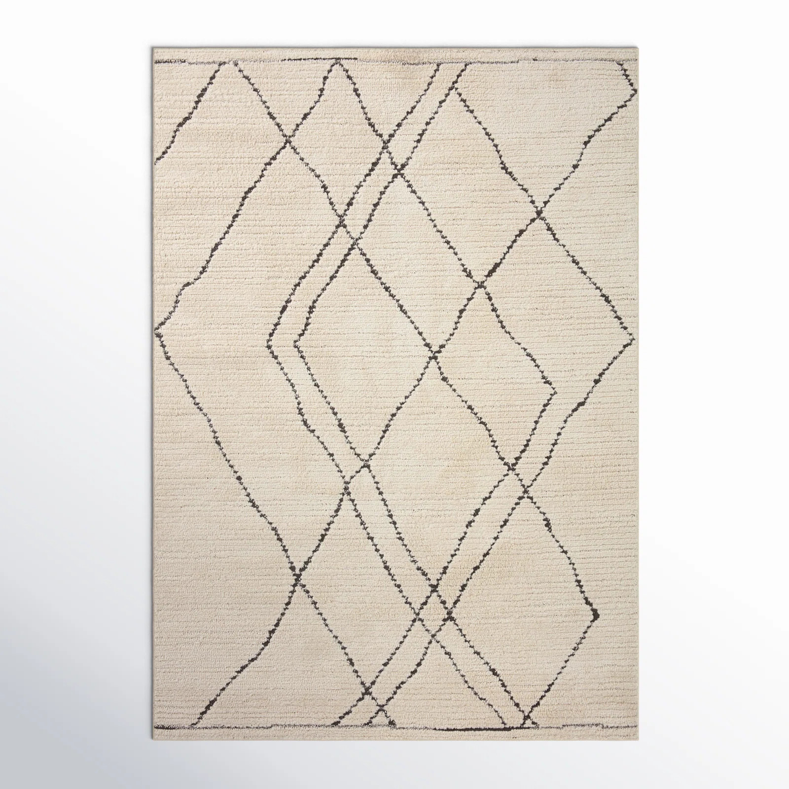 Kismet Geometric Machine Made Power Loom Polyester Area Rug in Ivory/Charcoal | Birch Lane