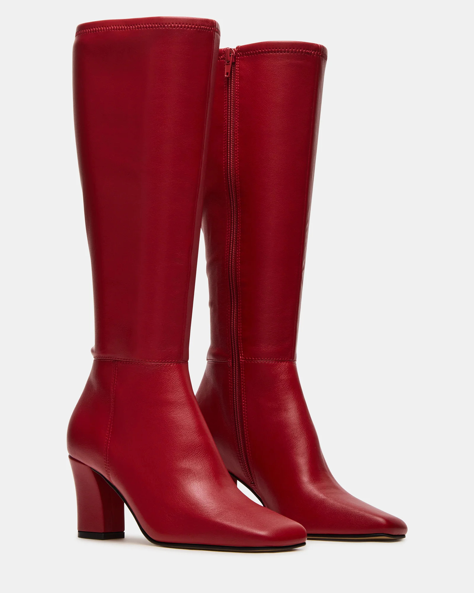 ELLIOT Red Square-Toe Knee-High Block Heel Women's Boot | Steve Madden (US)