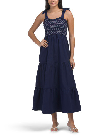 Contrast Stitching Tie Shoulder Maxi Dress | TJ Maxx
