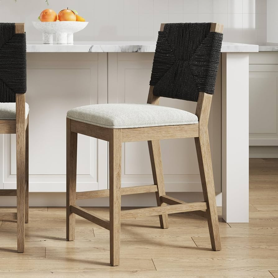 Nathan James Beacon Bohemian Boucle Bar Stool, Upholstered Bar Stool or Island Chairs for Kitchen... | Amazon (US)