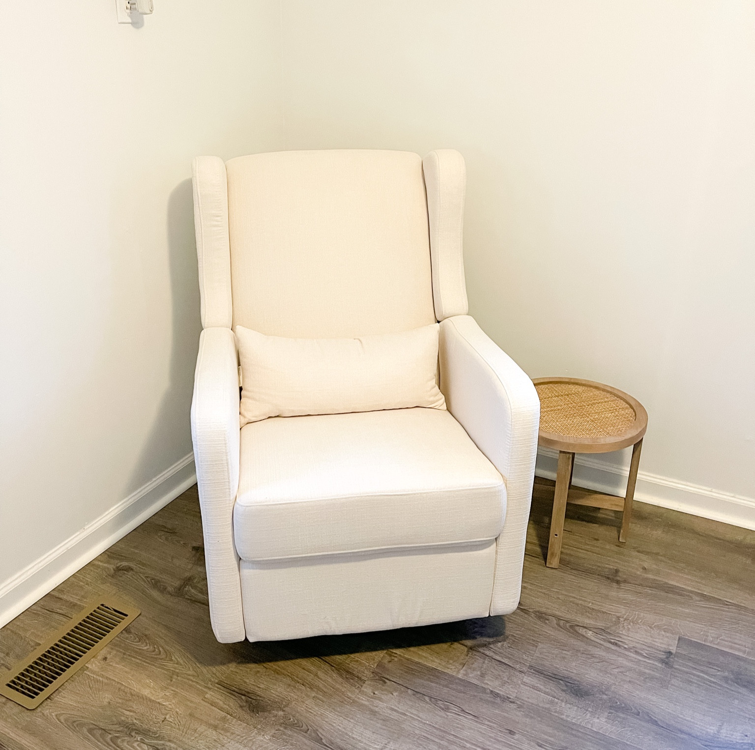 Glider in the nursery! The chair is SO comfy, it’s rocks and reclines! Also linked the side table 🤍

#LTKhome #LTKkids #LTKbump