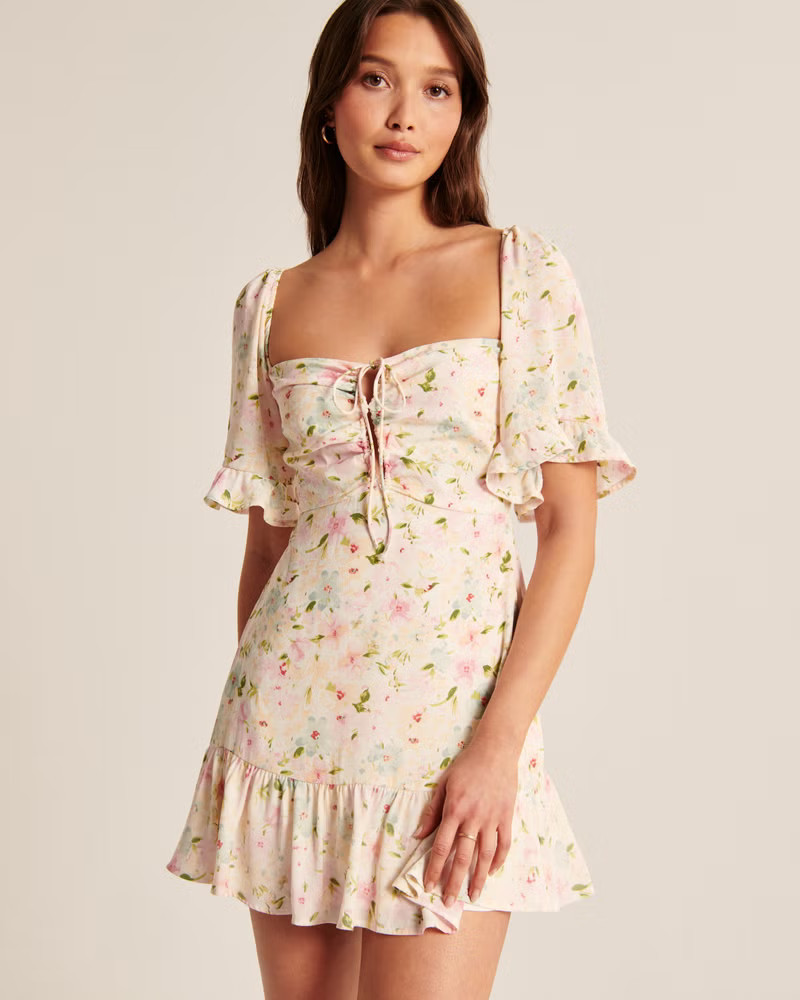 Double Keyhole Flirty Mini Dress | Abercrombie & Fitch (UK)