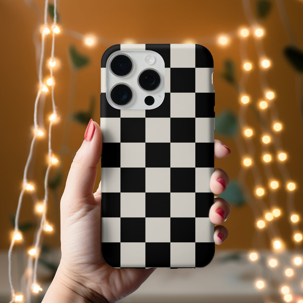 Black and Cream Retro Check | Zazzle
