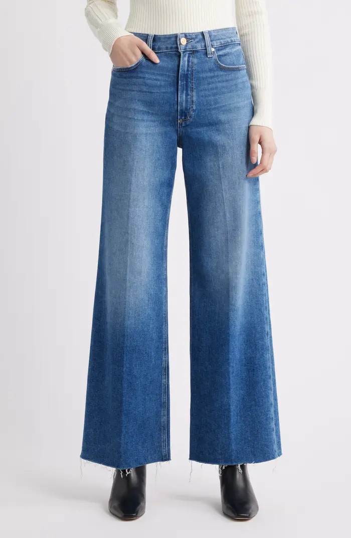 PAIGE Anessa High Waist Raw Hem Wide Leg Jeans | Nordstrom | Nordstrom