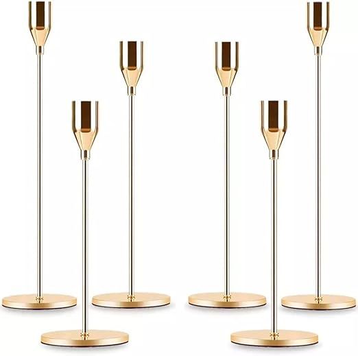 Cantaro Home - Candlestick Holders Set of 6 - Pink Gold Candlestick Holder for Taper Candles - Mo... | Amazon (US)