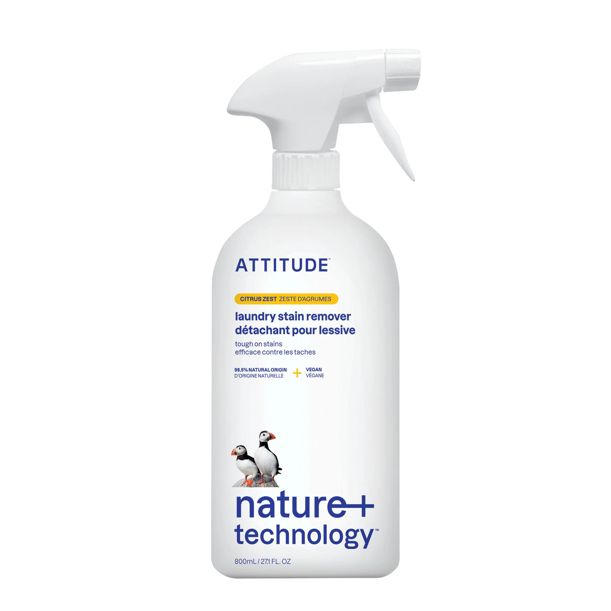 ATTITUDE Stain Remover Spray for Laundry, Removes Odors & Stains, Plant-Based & Vegan, Citrus Zest Scent, 27.1 Fl Oz | ATTITUDE Living