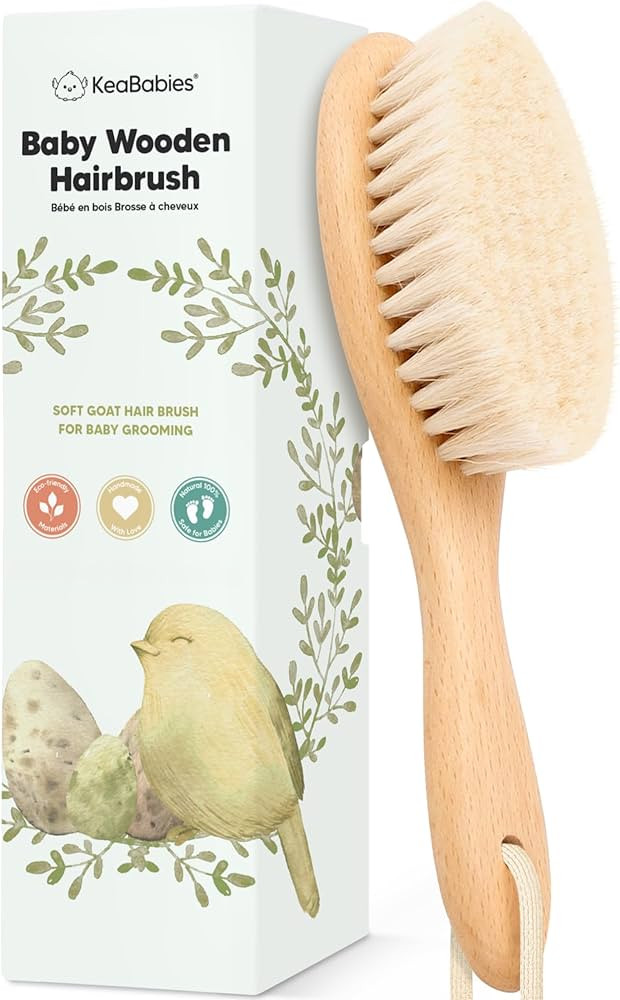 Wooden Baby Hair Brush - Cradle Cap Baby Brush with Soft Goat Bristles, Perfect Gentle Scalp Groo... | Amazon (US)