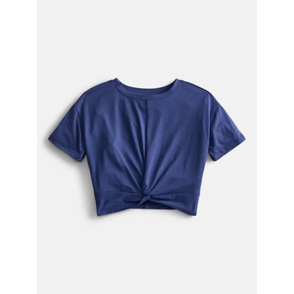 Athletic Works Girls Twist Front Active Tee with Short Sleeves, Sizes 4-18 & Plus | Walmart (US)