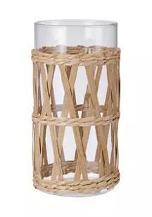 Elements Glass Seagrass Hurricane | Belk