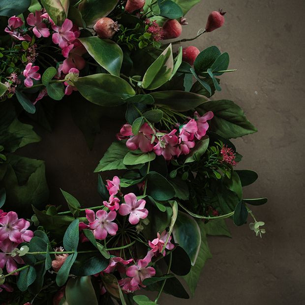 Pink Geranium Floral Wreath | Antique Farm House