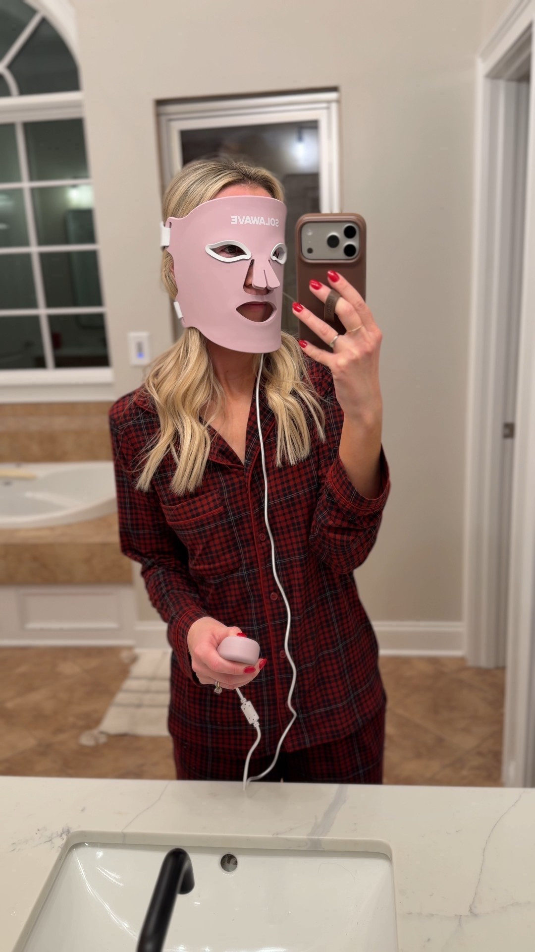 Red light mask on sale! Literally becoming a fave part of my day! 3 minute treatment that improves texture, redness, and fine lines! I used it 3-5x per week! The perfect gift for the beauty lover! My holiday plaid pajamas are 50% off with my code ELIZABETH50! Wearing xs, I’m 5’7”. 

#LTKBeauty #LTKSaleAlert #LTKGiftGuide