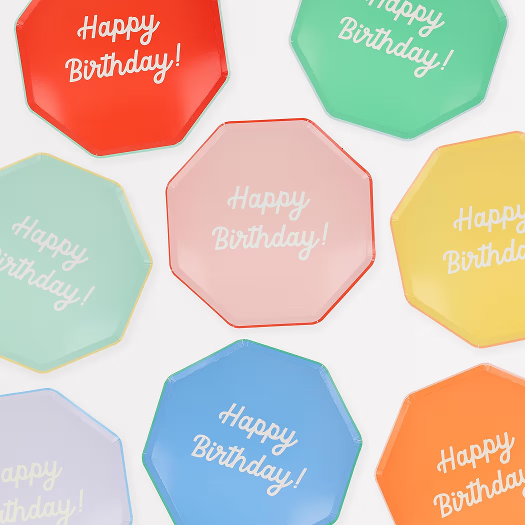 Meri Meri Octagon Kids Party Plates (Pack of 8), Disposable Paper Plates, Octagonal Shape, Birthd... | Amazon (US)