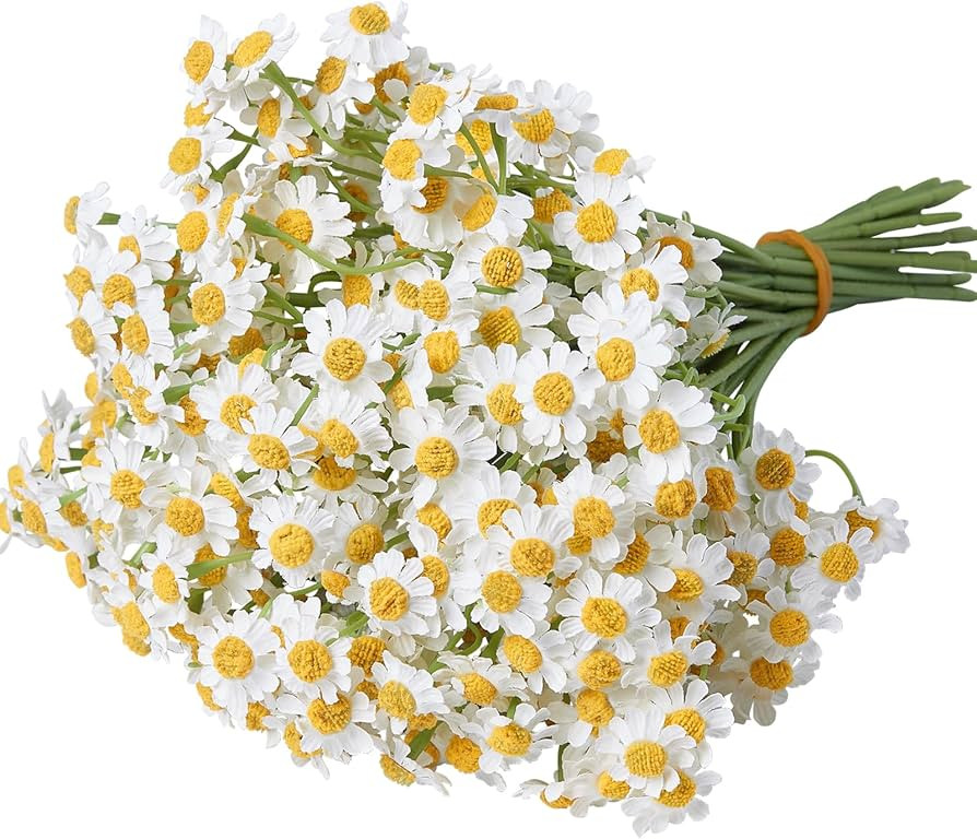 Small White Daisy Flowers Artificial,6 Bouquet/36Pcs 10 Inch Fake Daisies,Cute Spring Wildflowers... | Amazon (US)
