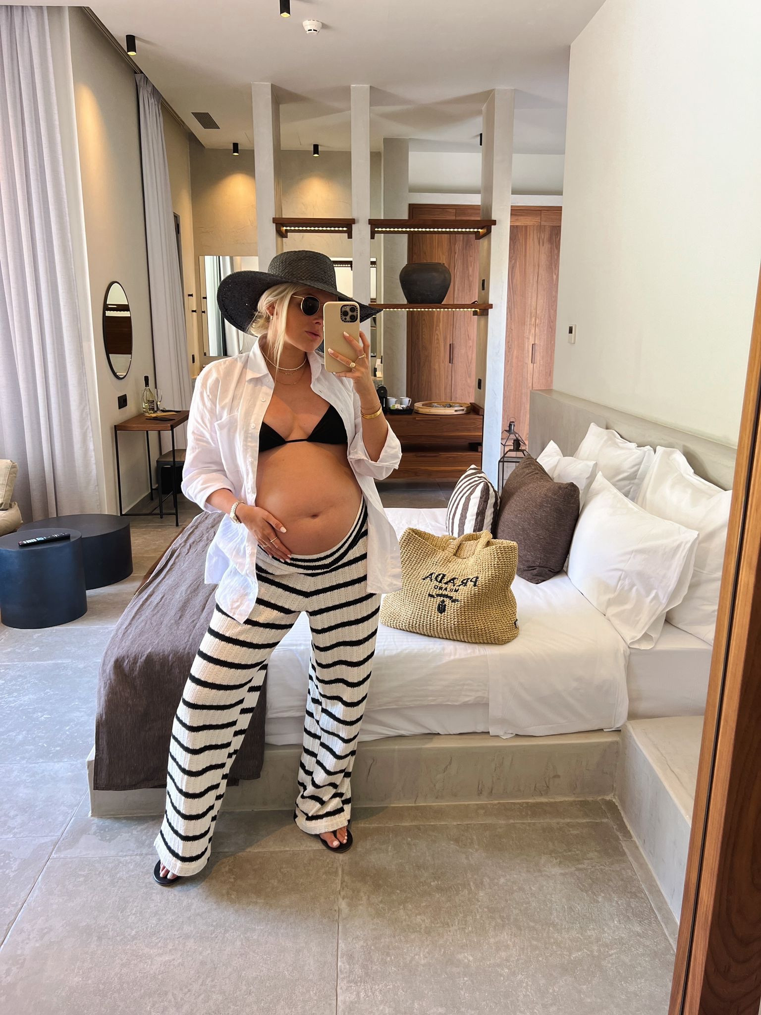 Summer style, summer fashion, outfit inspiration, striped trousers, TKEES flip flops, Prada beach bag, raffia bag, Fedora Hat, holiday style, beach wear 

#LTKSeasonal #LTKstyletip #LTKeurope